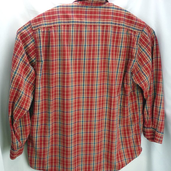 Abercrombie & Fitch The Big Shirt Mens Size Large Red & Blue Plaid 100% Cotton - Picture 3 of 9